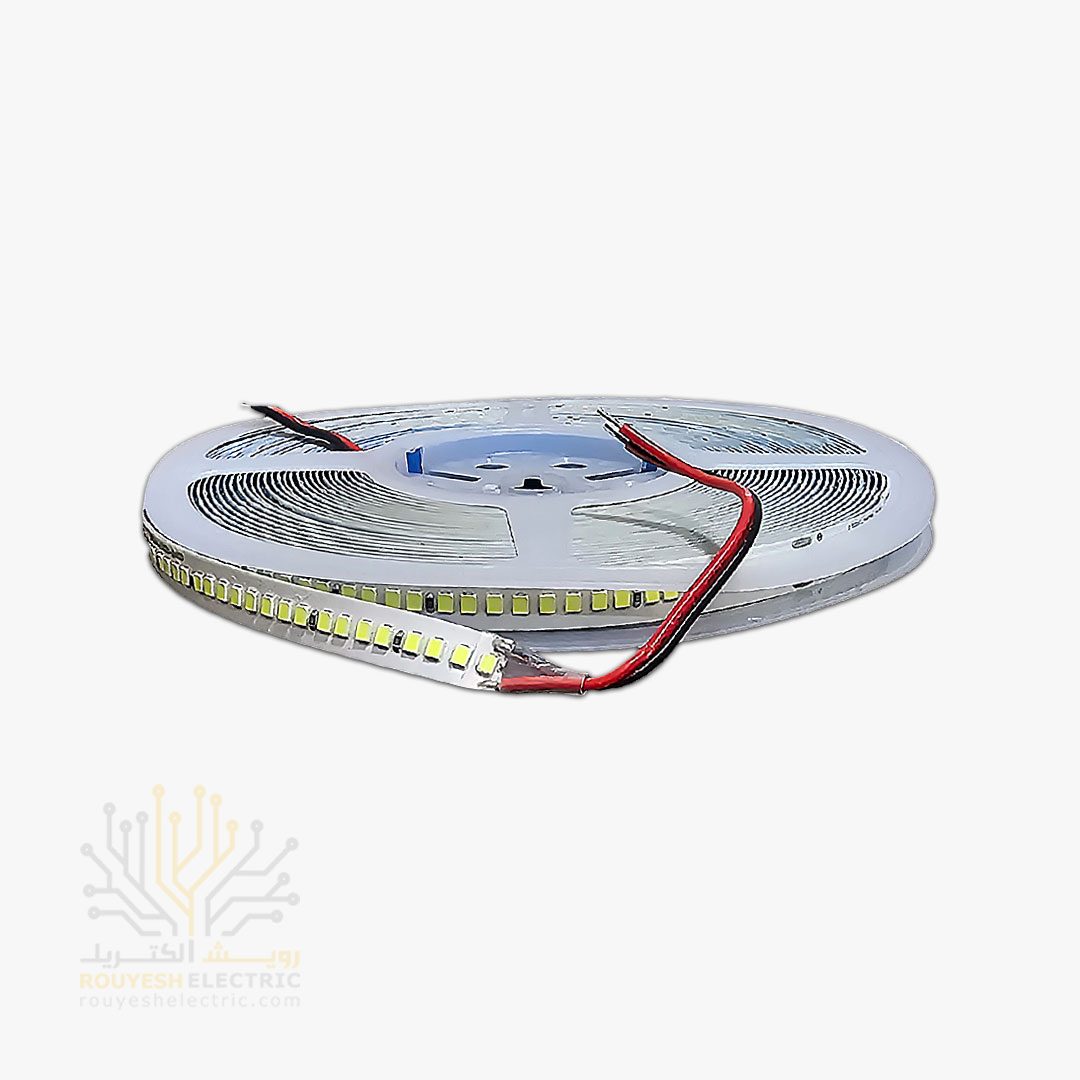 ریسه نواری لاینر 220 ولت DC برند شارو لایت تراکم 240 تک لاین برش 10 سانت عرض 10 میل پشت چسب دار نچرال حلقه 10 متری