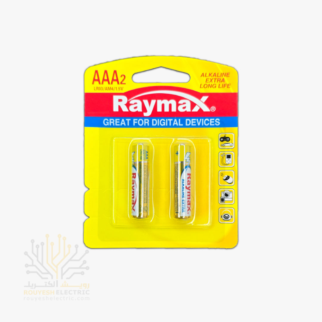باطری نیم قلمی آلکالاین برند رایمکس کارت 2 تایی