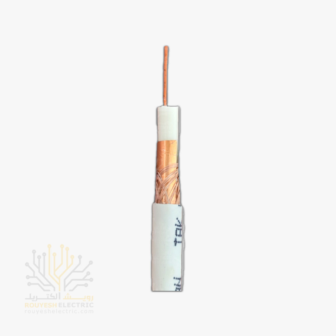 کابل آنتن برند تک کابل کرمان مدل فیروزه مغز رنگ مس 0/9 شیلد رنگ مس 48 رشته حلقه 600 متری