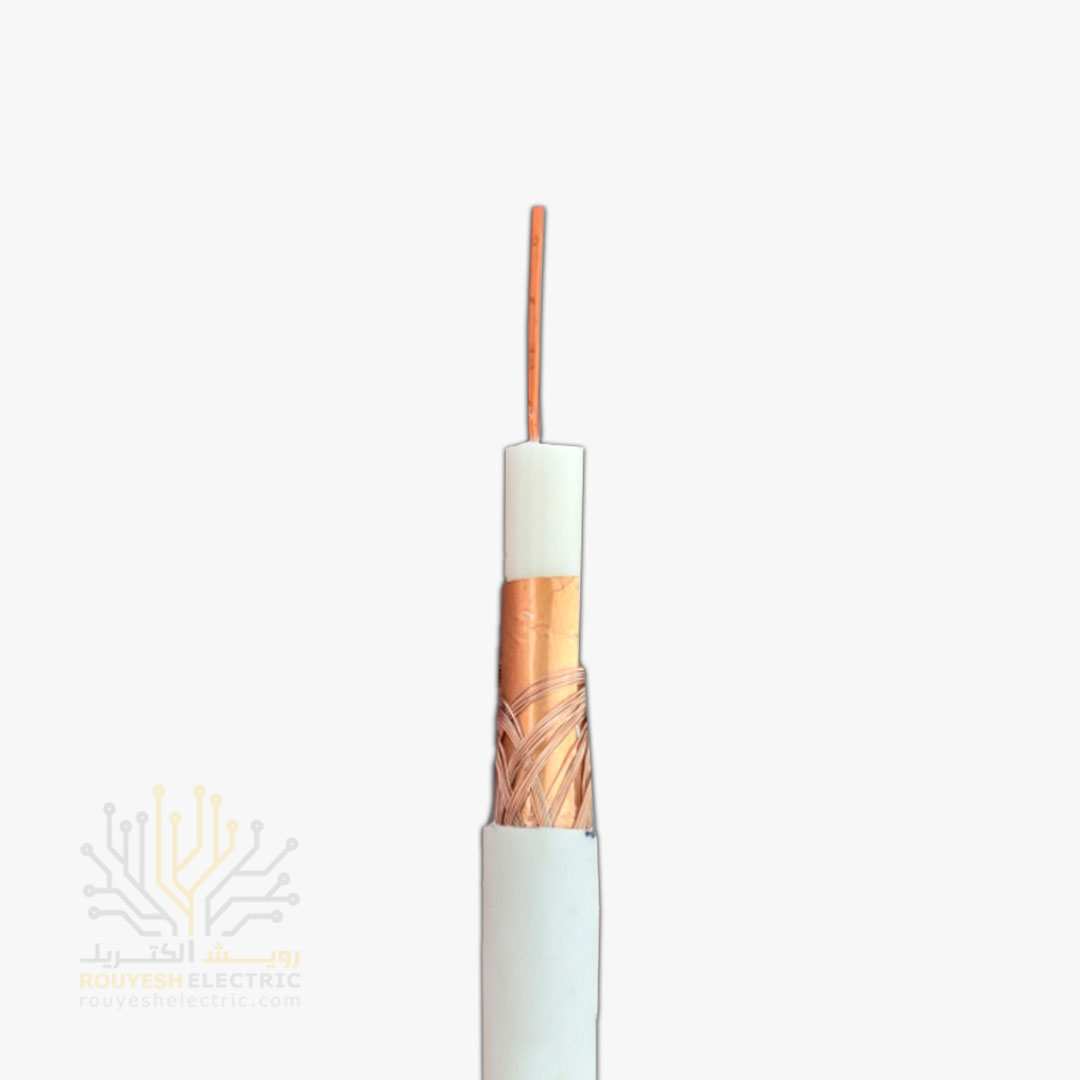 کابل آنتن برند تک سیم کرمان مدل مهتاب مغز مس 0/70 شیلد رنگ مس 80 رشته قرقره 624 متری