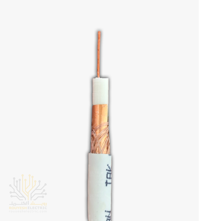 کابل آنتن برند تک سیم کرمان مدل مهتاب مغز مس 0/70 شیلد رنگ مس 80 رشته حلقه 650 متری