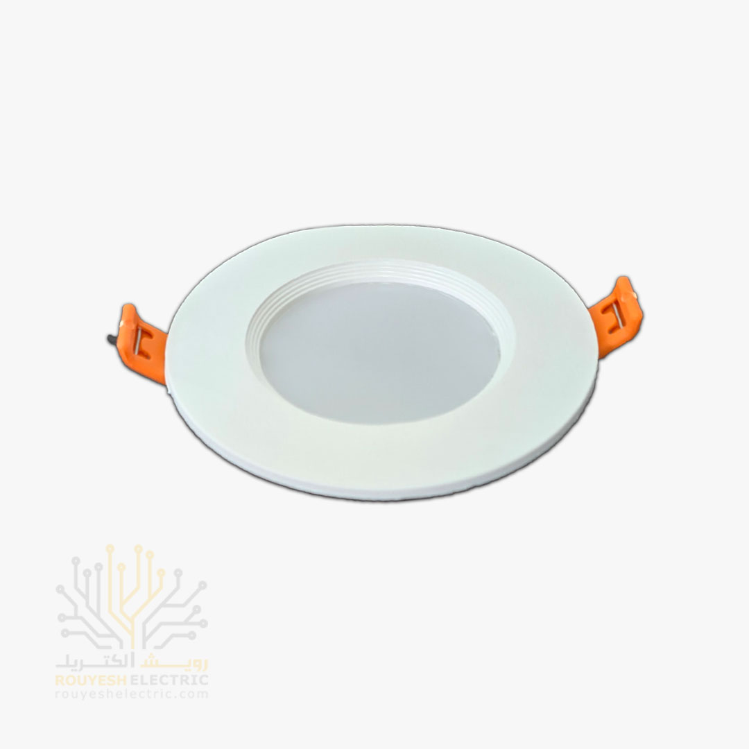 پنل سقفی توکار 9 وات برند نورسان مدل بک لایت هیت سینک دار دایره استاندارد مهتابی