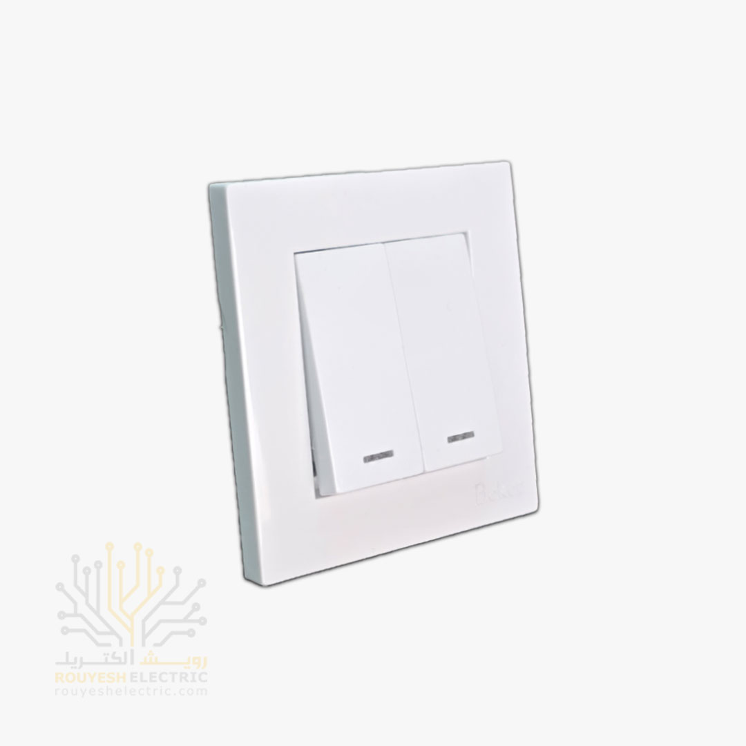 کلید دوپل توکار برند بکر مدل آسان سفید