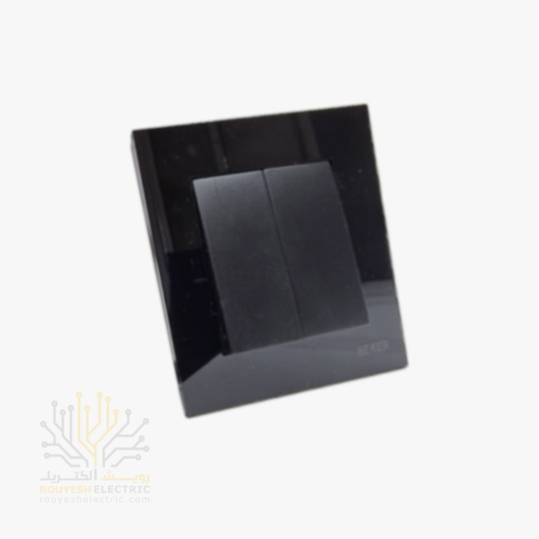 کلید دوپل توکار برند بکر مدل گلس مشکی