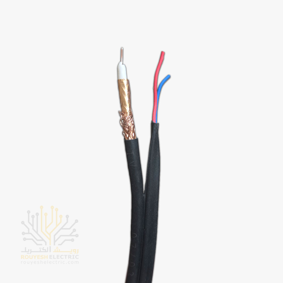 کابل دوربین برند تک کابل کرمان مدل ترکیبی مغر مس 0/7 شیلد 80 رشته قرقره 305 متری