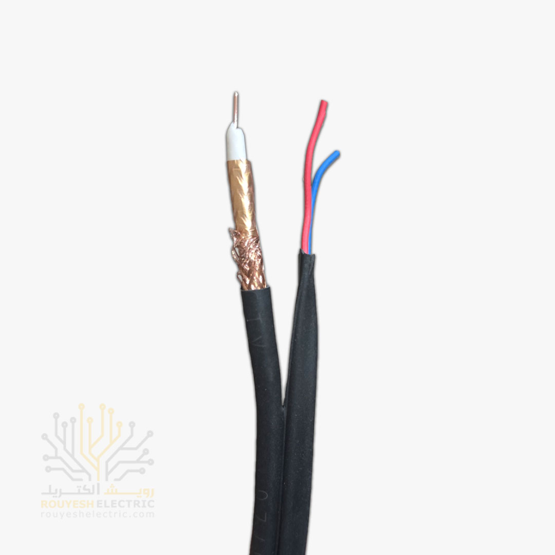 کابل دوربین برند تک کابل کرمان مدل ترکیبی مغر مس 0/7 شیلد 80 رشته قرقره 252 متری