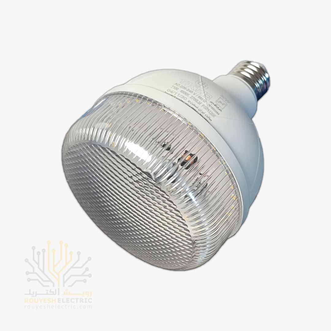 لامپ ال ای دی 30 وات استوانه شفاف برند تک تاب مهتابی