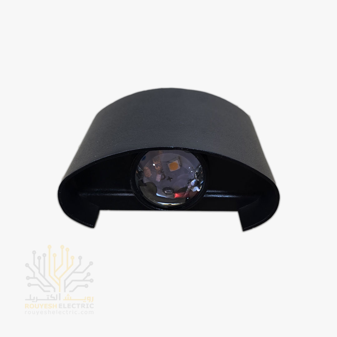 چراغ دیواری دکوراتیو 2 وات برند ایران مهر مدل قطاری بدنه آلومینیوم مشکی نور آفتابی