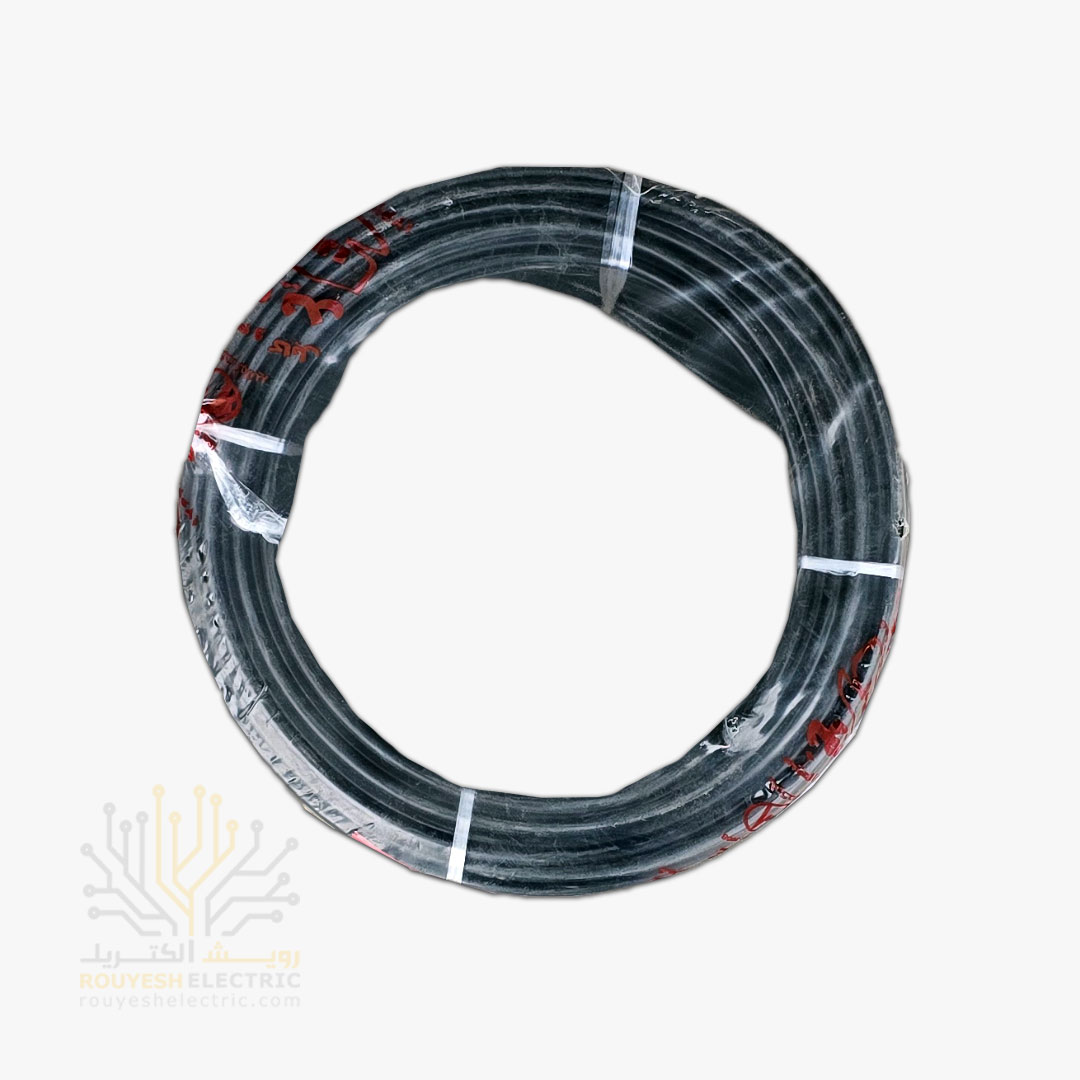 کابل برق نمره 2x0/75 برند نوید استاندارد حلقه 100 متری