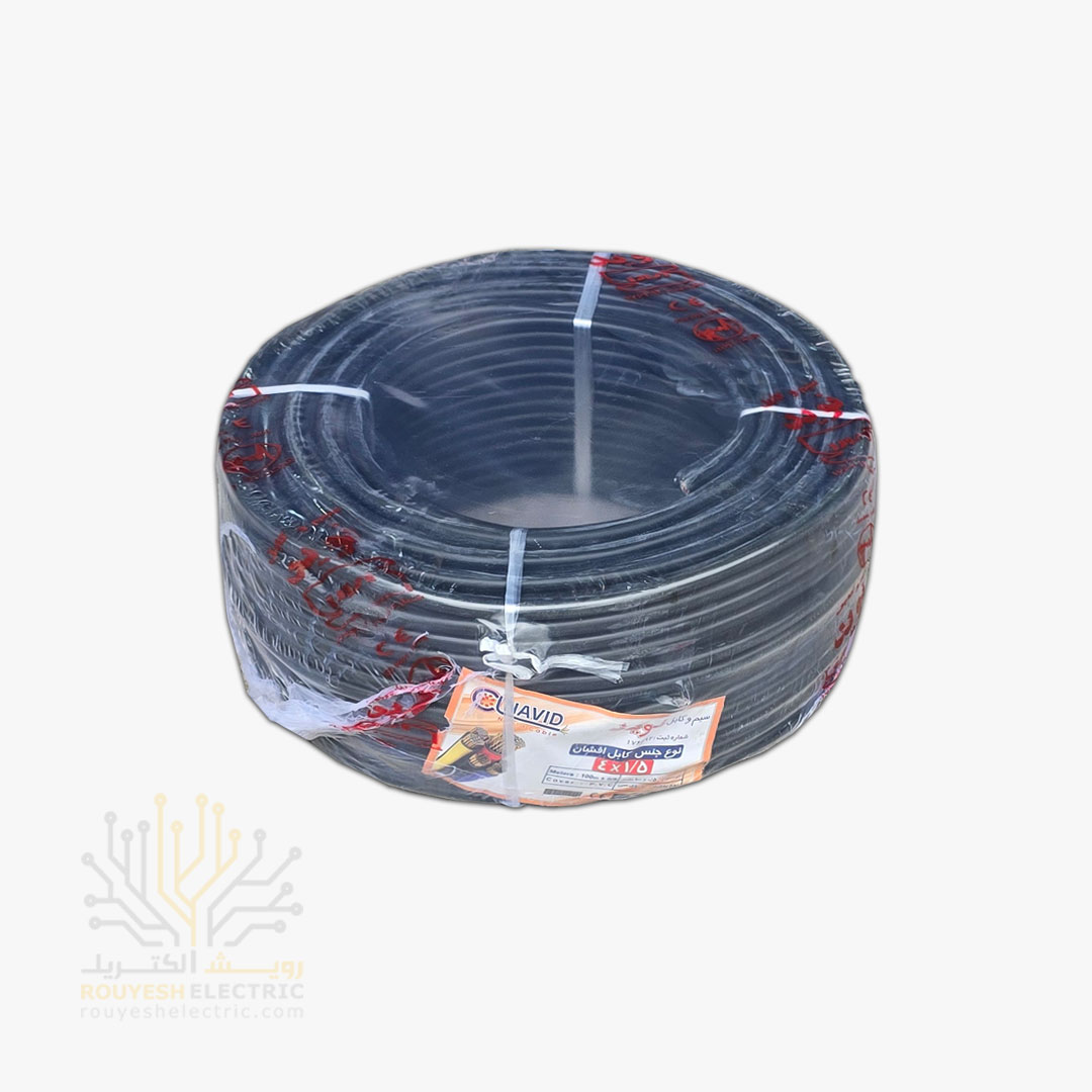 کابل برق نمره 4x1/5 برند نوید استاندارد حلقه 100 متری
