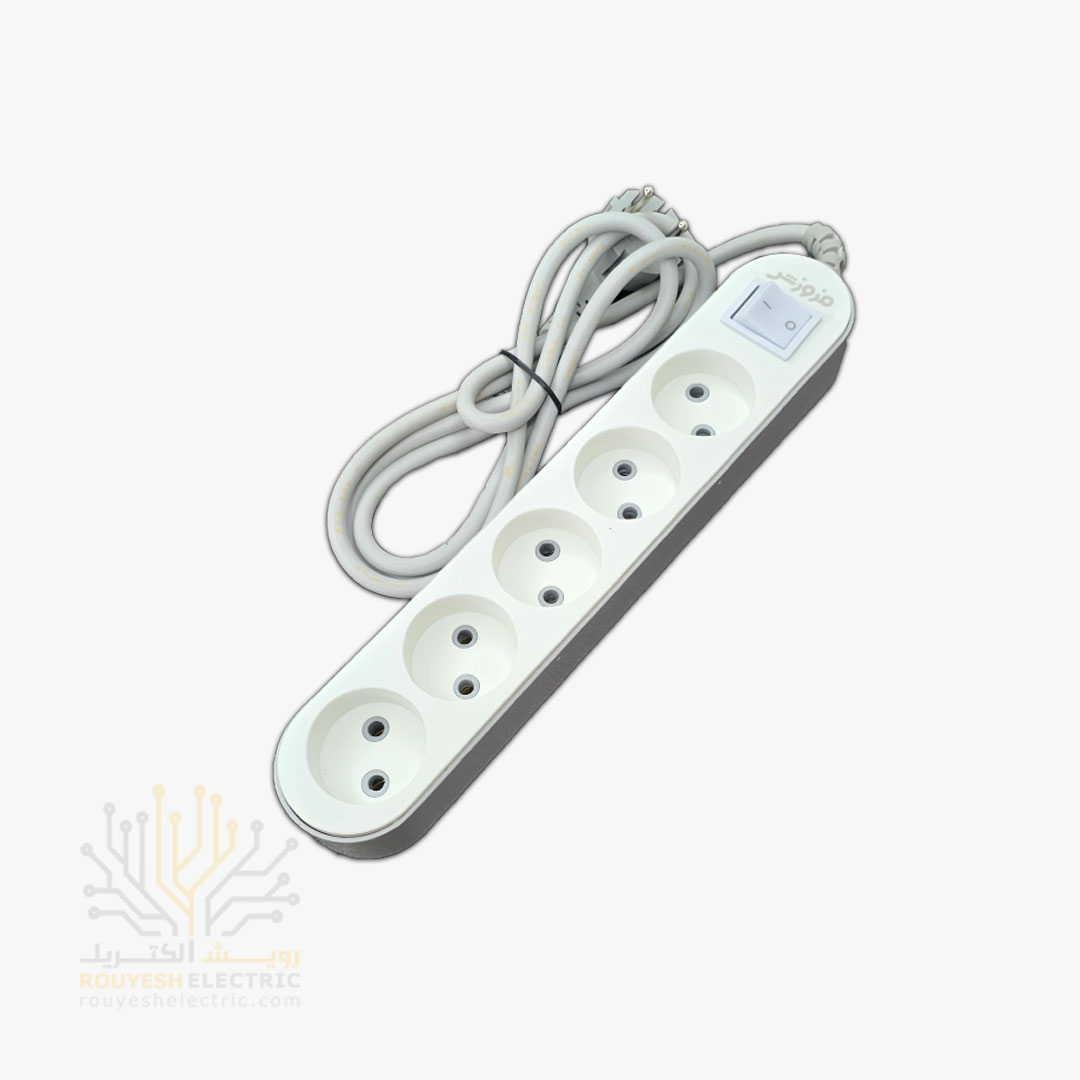 پنج راهی برق سیار برند فروزش استاندارد کابل 2 متری