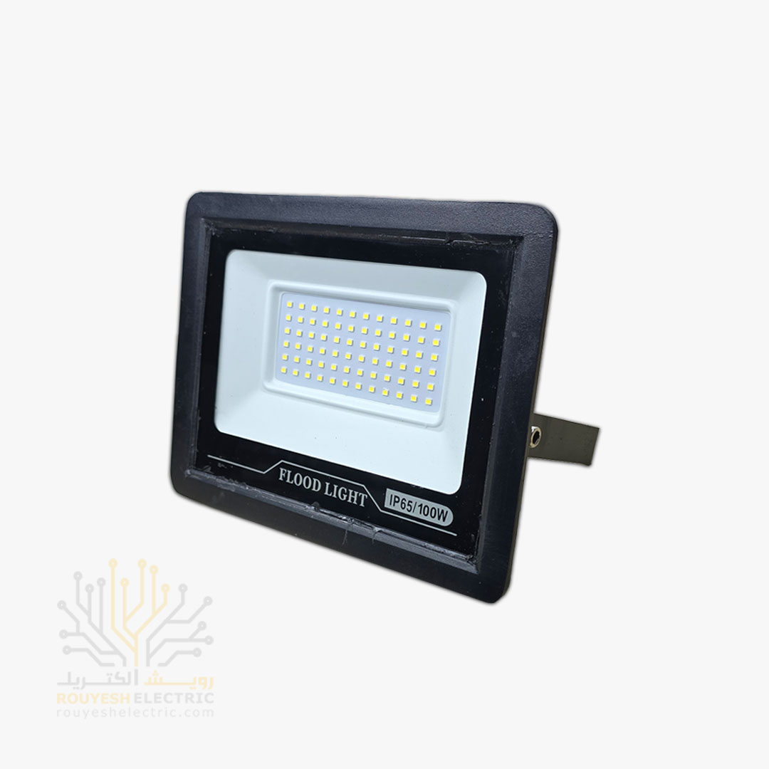 پروژکتور 100 وات SMD برند بزرگمهر مدل اکونومی بدنه مشکی مهتابی بدون درایور