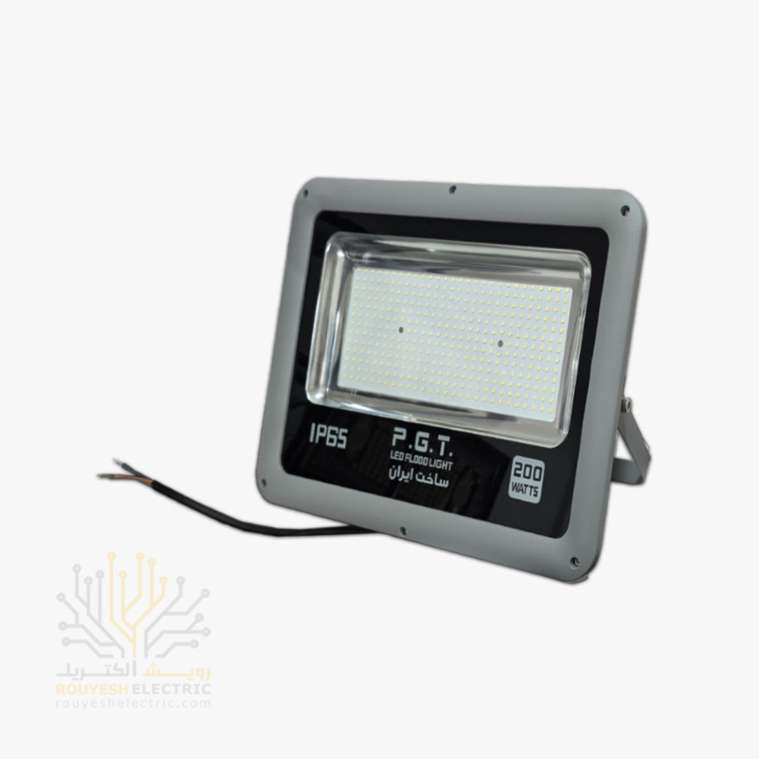 پروژکتور 200 وات SMD برند پی جی تی PGT سری گلد درایور دار مهتابی