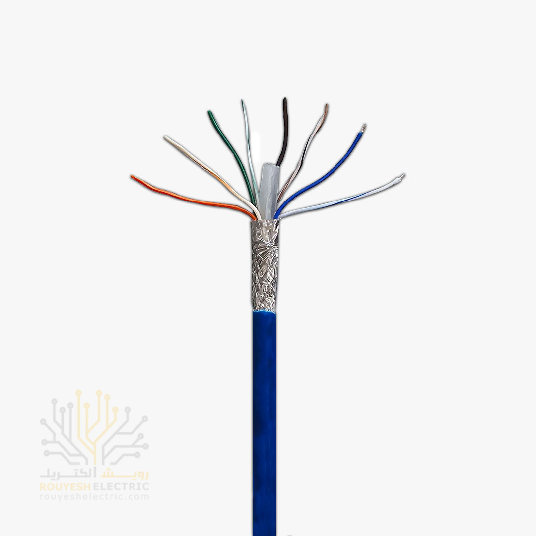 کابل شبکه cat six برند تک کابل کرمان مدل لگرند شیلد دار sftp قرقره 490 متری