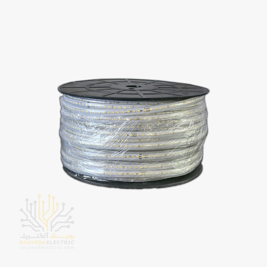 ریسه شلنگی وایرلس برند شارو لایت 28x35 تک لاین تراکم 120 برش 20 سانت 10 میل رنگ آفتابی 100 متری