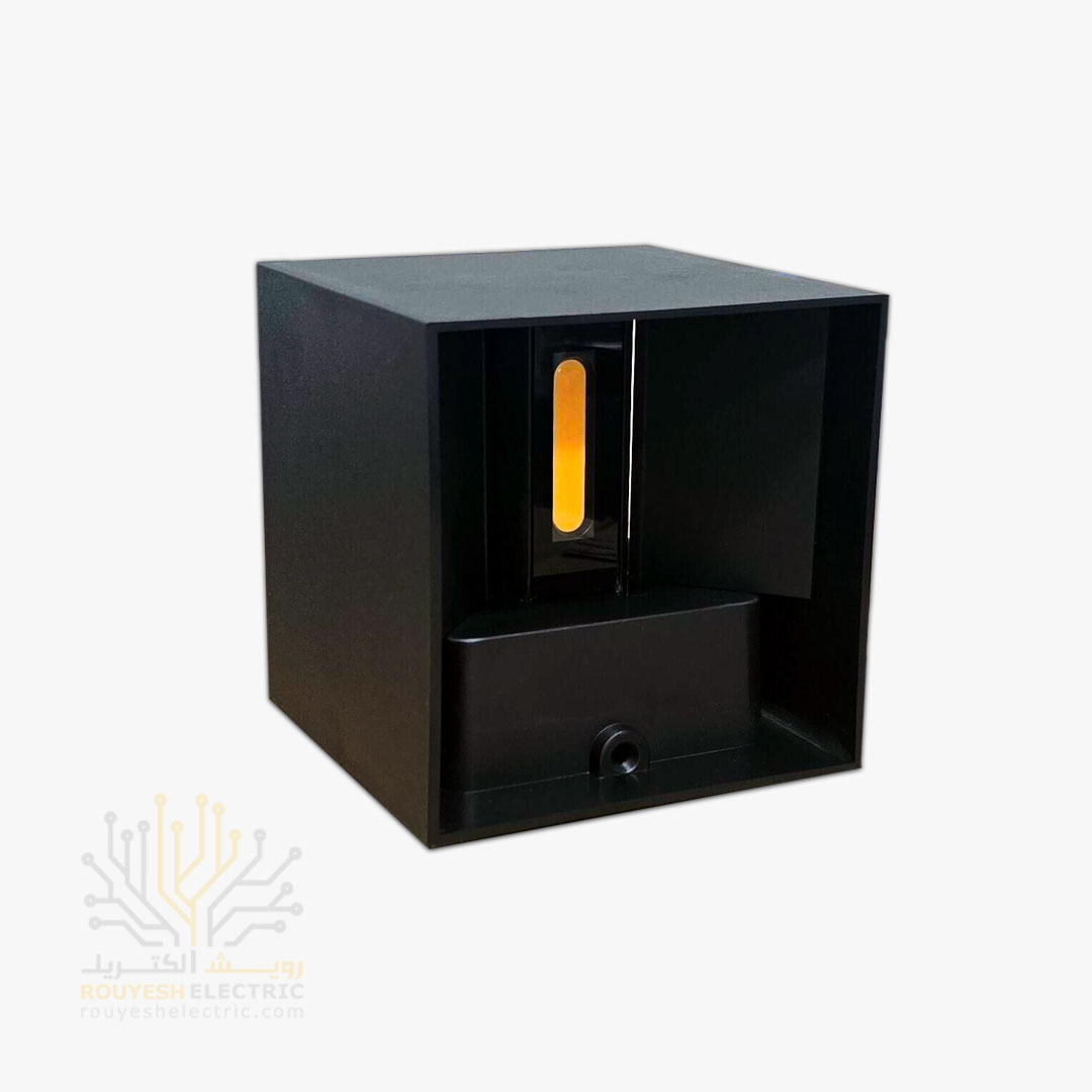 چراغ دکوراتیو 6 وات برند ایران مهر دو طرفه دمپر دار کد ایران 48 بدنه مشکی نور آفتابی 6 ماه گارانتی