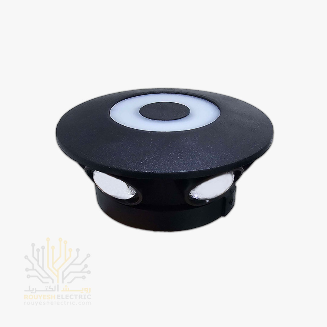 چراغ دکوراتیو 8 وات برند ایران مهر شش طرفه کد ایران 45 بدنه مشکی نور آفتابی 6 ماه گارانتی