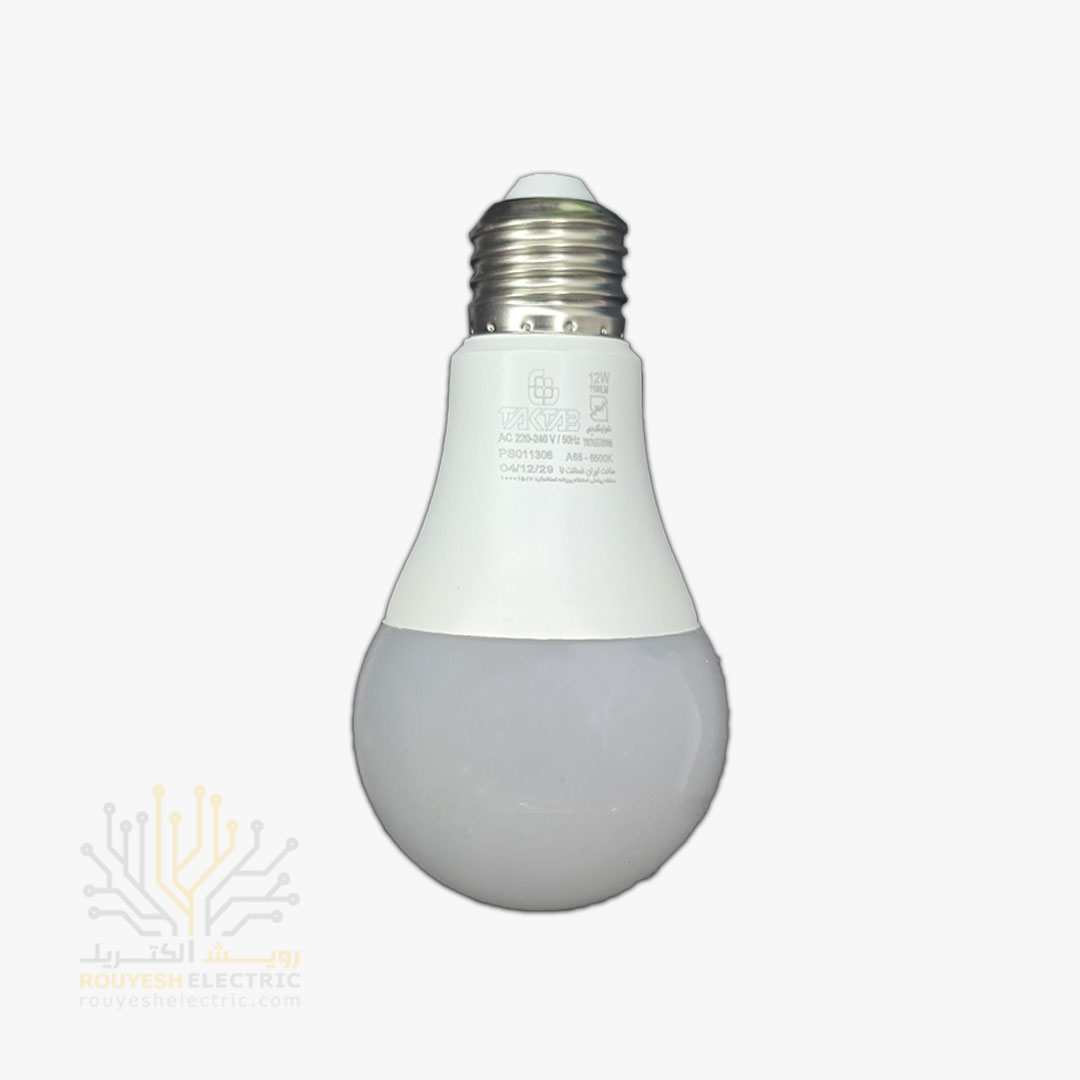 لامپ ال ای دی 12 وات حبابی برند تک تاب مهتابی