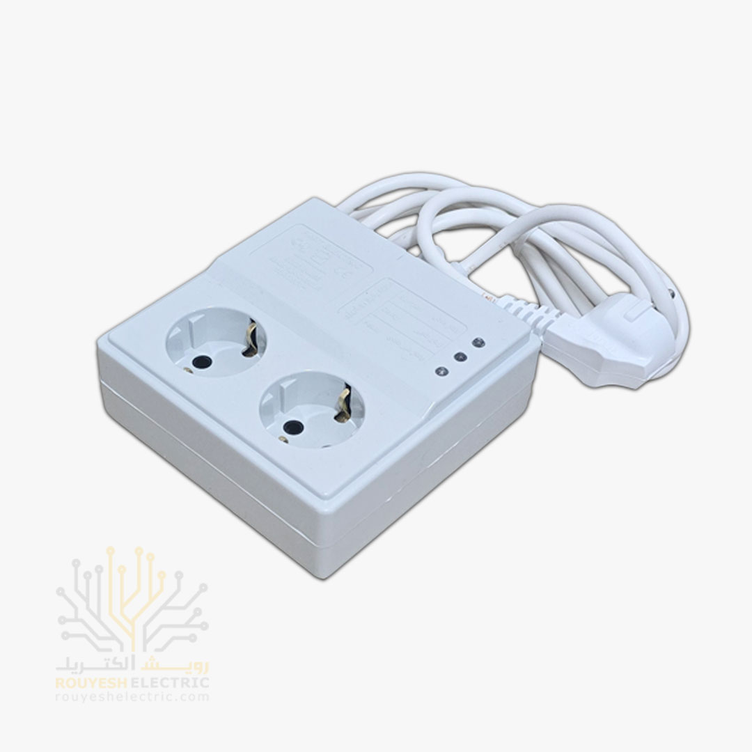 محافظ برق یخچال سیار دو خانه برند پارت الکتریک کد 903 ارتدار مغزی سرامیک 10 آمپر بدنه سفید آنالوگ 1/8 متری