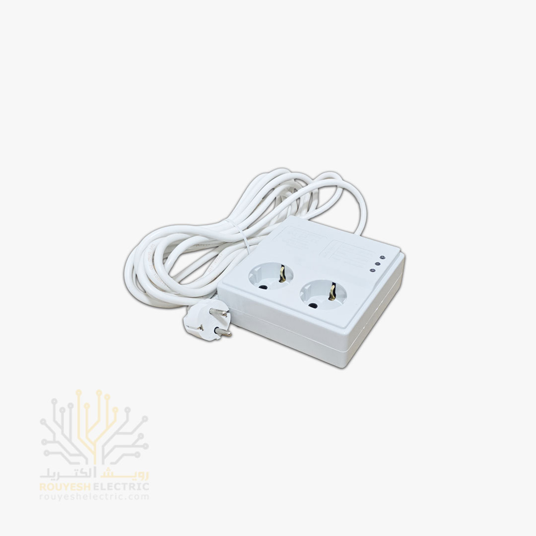 محافظ برق یخچال سیار دو خانه برند پارت الکتریک کد 903 ارتدار مغزی سرامیک 10 آمپر بدنه سفید آنالوگ 5 متری