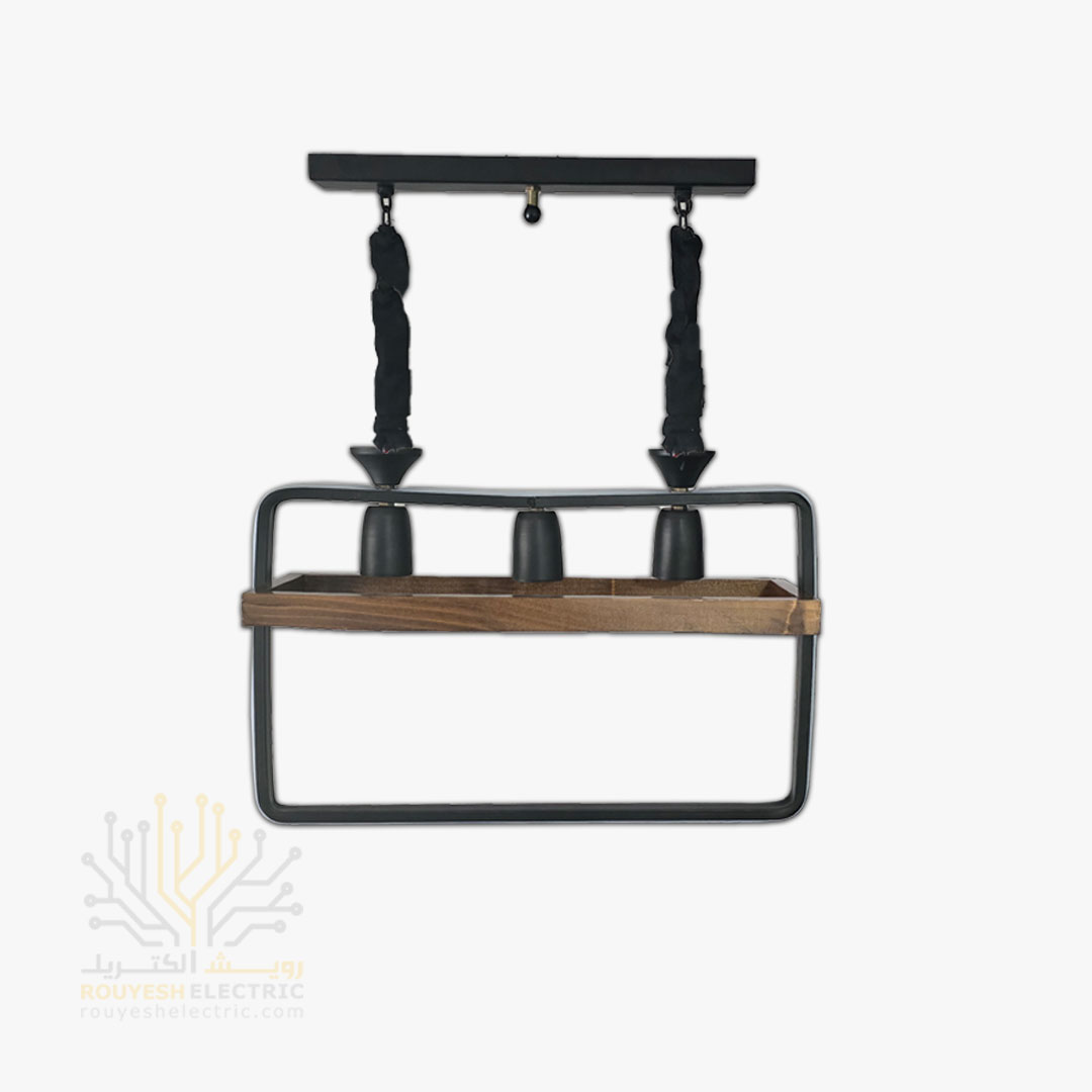 آویز چوب فلز ال ای دی برند دیزاین مدل مستطیل 3 شعله