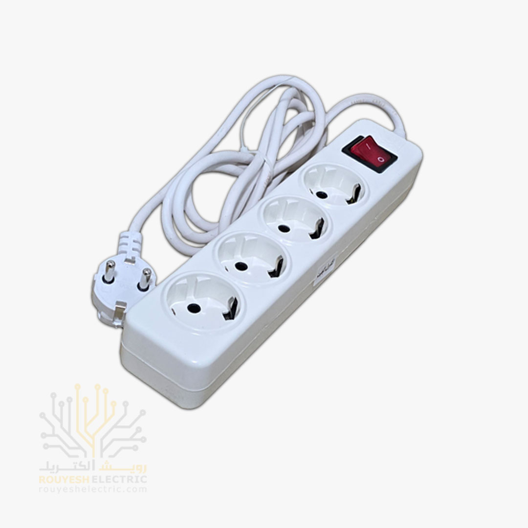 چهار راهی برق سیار برند افق مدل 404 استاندارد ارتدار کلید دار کابل 5 متری