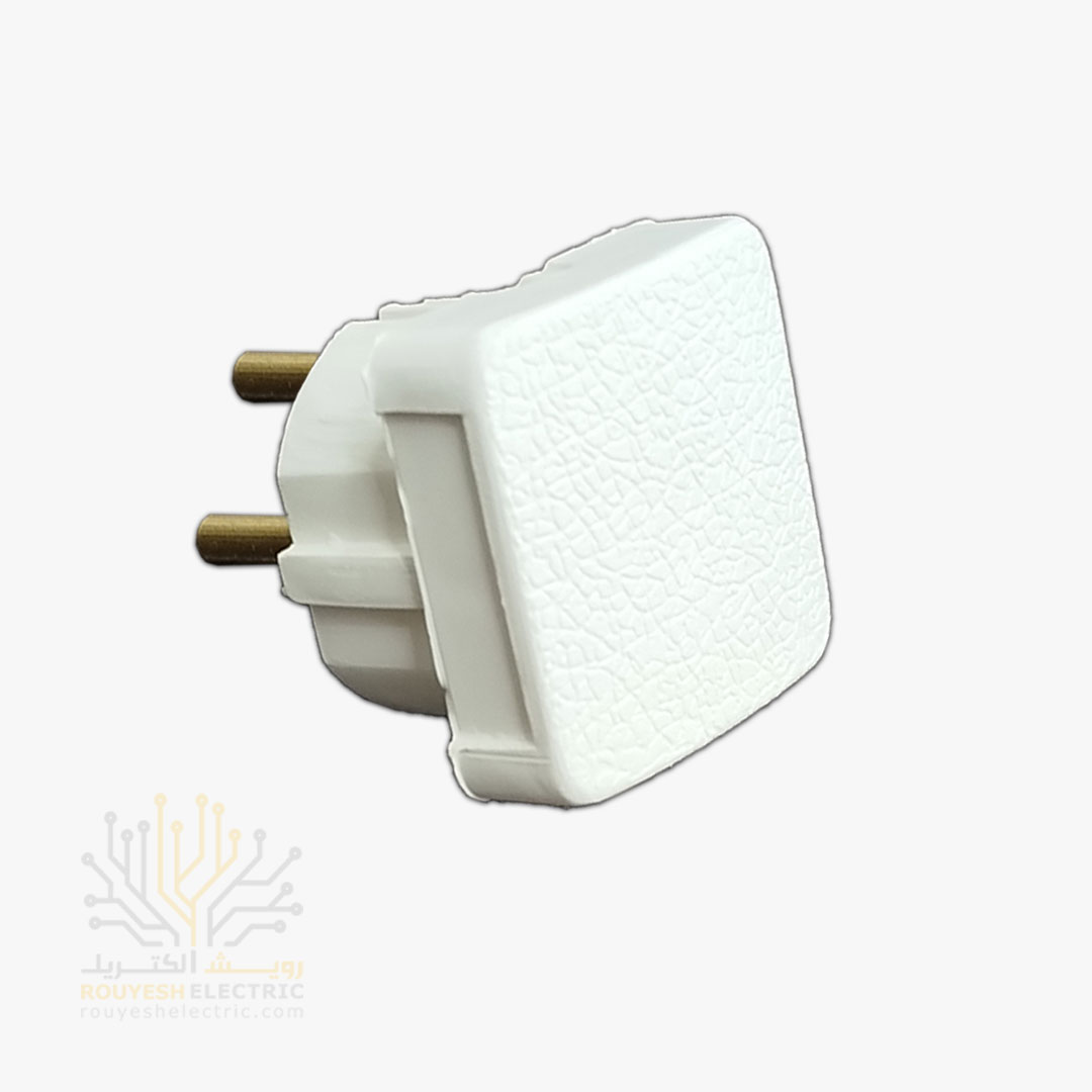 دوشاخه برق مربع برند امید الکتریک میله برنجی رنگ سفید