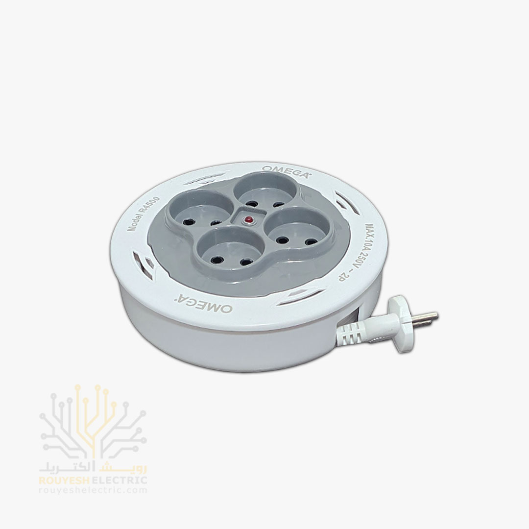 چهار راهی برق سیار جمع شو برند امگا مدل R4500 استاندارد کابل 10 متری