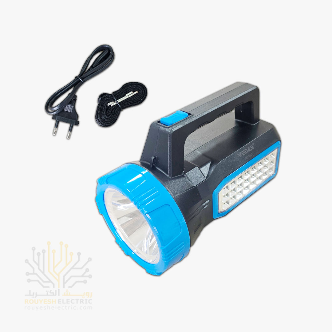 چراغ قوه شارژی برند ویداسی مدل WD562s با پنل خورشیدی