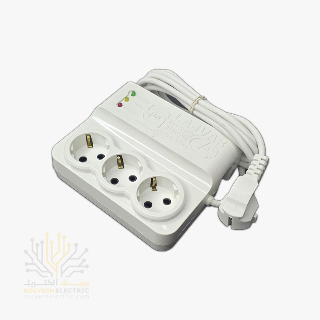 محافظ برق یخچال سیار سه خانه برند لجور ارتدار بدون کلید بدنه سفید آنالوگ 3 متری