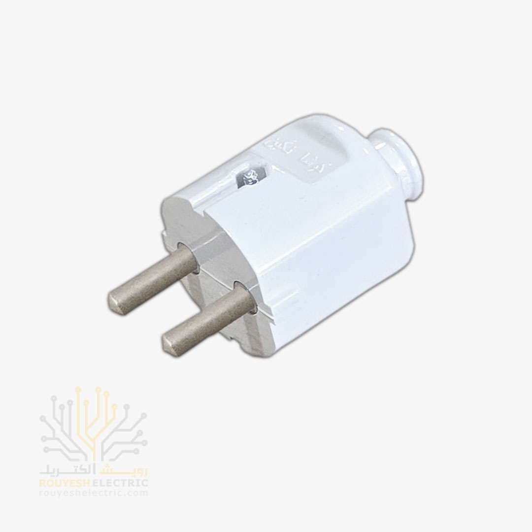 دوشاخه برق گرد برند کوشا نگین میله برنجی رنگ سفید