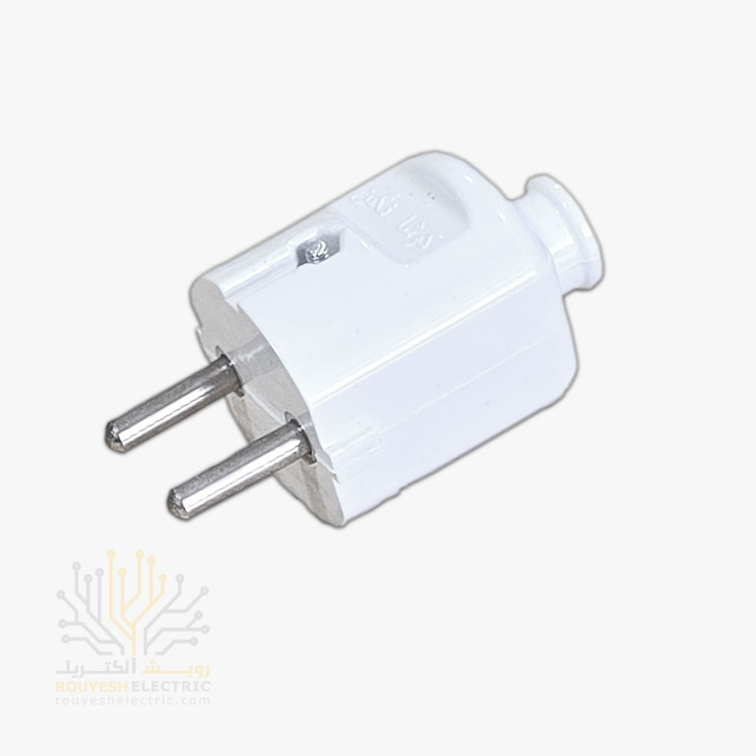 دوشاخه برق گرد برند کوشا نگین میله آهنی رنگ سفید