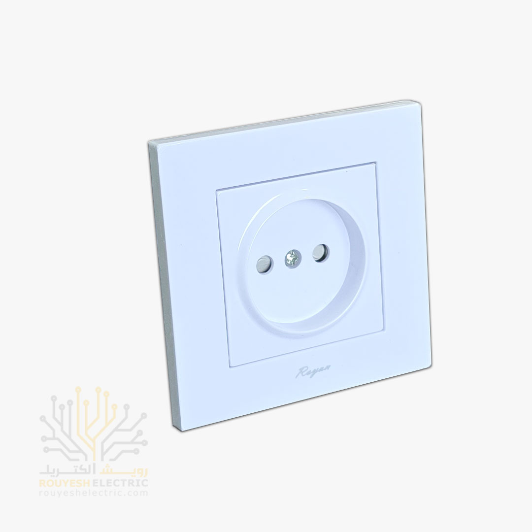 پریز برق ساده توکار برند رویان با مغزی پلی کربنات مدل وتو سفید