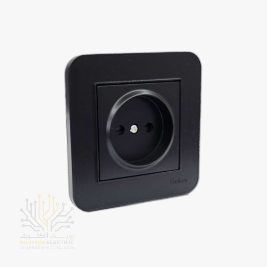 پریز برق ساده توکار برند بکر با مغزی پلی کربنات مدل آتا مشکی