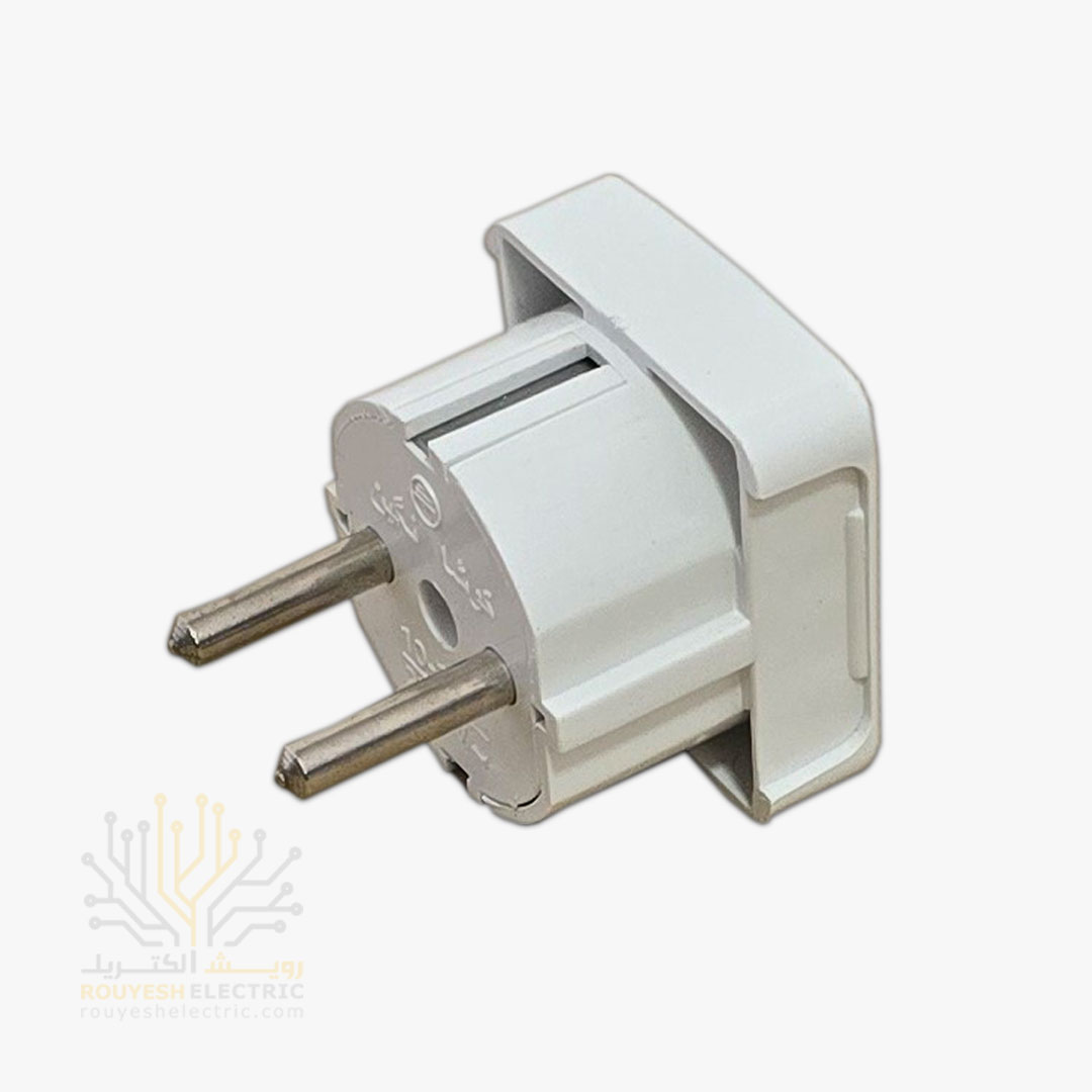 دوشاخه برق چهارگوش برند کوشا نگین استاندارد رنگ سفید