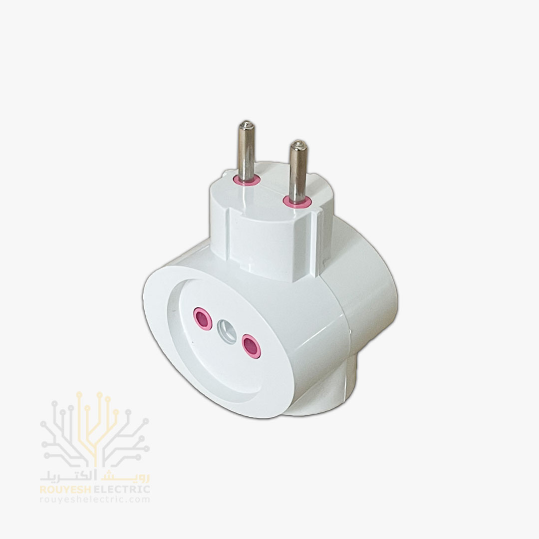 سه راهی برق دیواری برند تهران مدل کپل شرتک دار گرد سفید