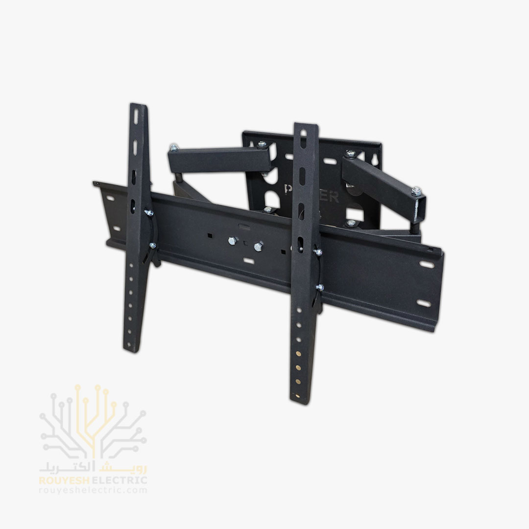 پایه تلویزیون دو بازو برند پاور تکنیک مدل B-6 سایز 40 تا 85 اینچ تحمل وزن 80 کیلوگرم