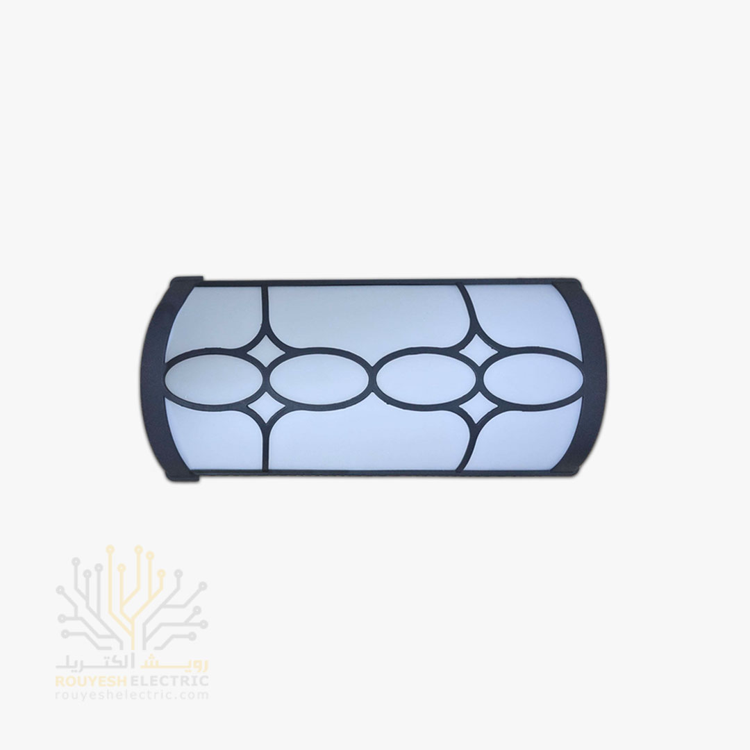 چراغ دیواری دکوراتیو 20 وات برند ایران مهر کد ایران 9.3 بدنه مشکی نور مهتابی 6 ماه گارانتی